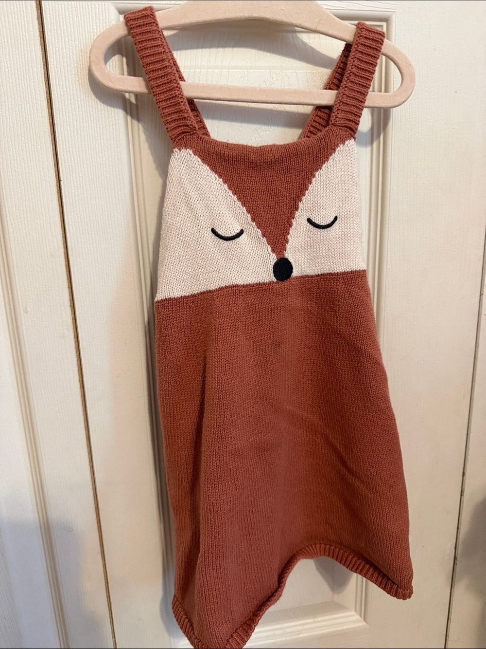 Hanna Andersson Rust and Cream Fox Knit Jumper Dress